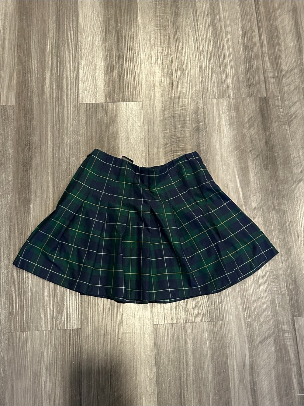 Classic Navy & Green Plaid Pleated Skirt - Women's